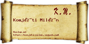 Komjáti Milán névjegykártya