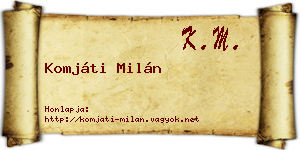 Komjáti Milán névjegykártya